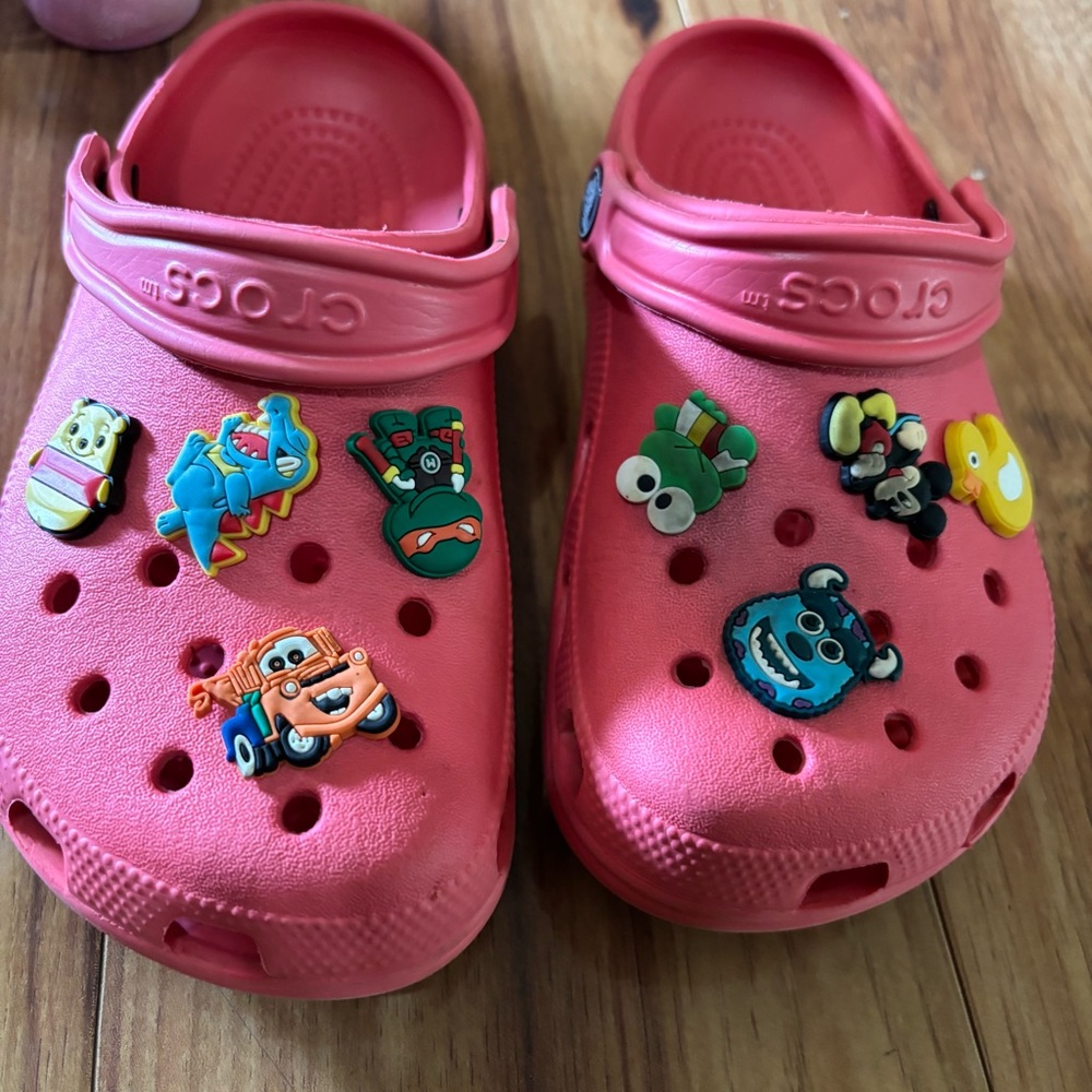 CROCS Kids Pink Sandals with Fun Charms
